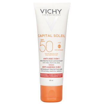 Vichy Capital Soleil Anti-Ageing 3-In-1 Daily Antioxidant Sun Care SPF 50 - Anti-Wrinkles, Elasticity, Radiance