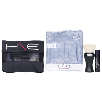 H\E Minerals Kit: Lip Balm SPF 15 + Facial Brush + Wash Glove + Bag