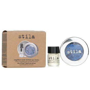 Magnificent Metals Foil Finish Eye Shadow With Mini Stay All Day Liquid Eye Primer - Metallic Cobalt