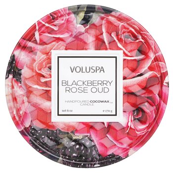 Voluspa 2 Wick Tin Candle - Blackberry Rose Oud