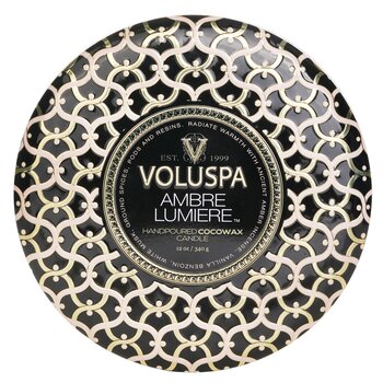 Voluspa 3 Wick Decorative Tin Candle - Ambre Lumiere