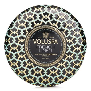 Voluspa 3 Wick Decorative Tin Candle - French Linen