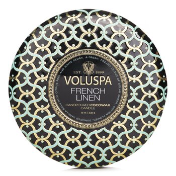 Voluspa 3 Wick Decorative Tin Candle - French Linen