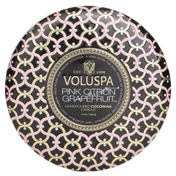 Voluspa 3 Wick Decorative Tin Candle - Pink Citron Grapefruit